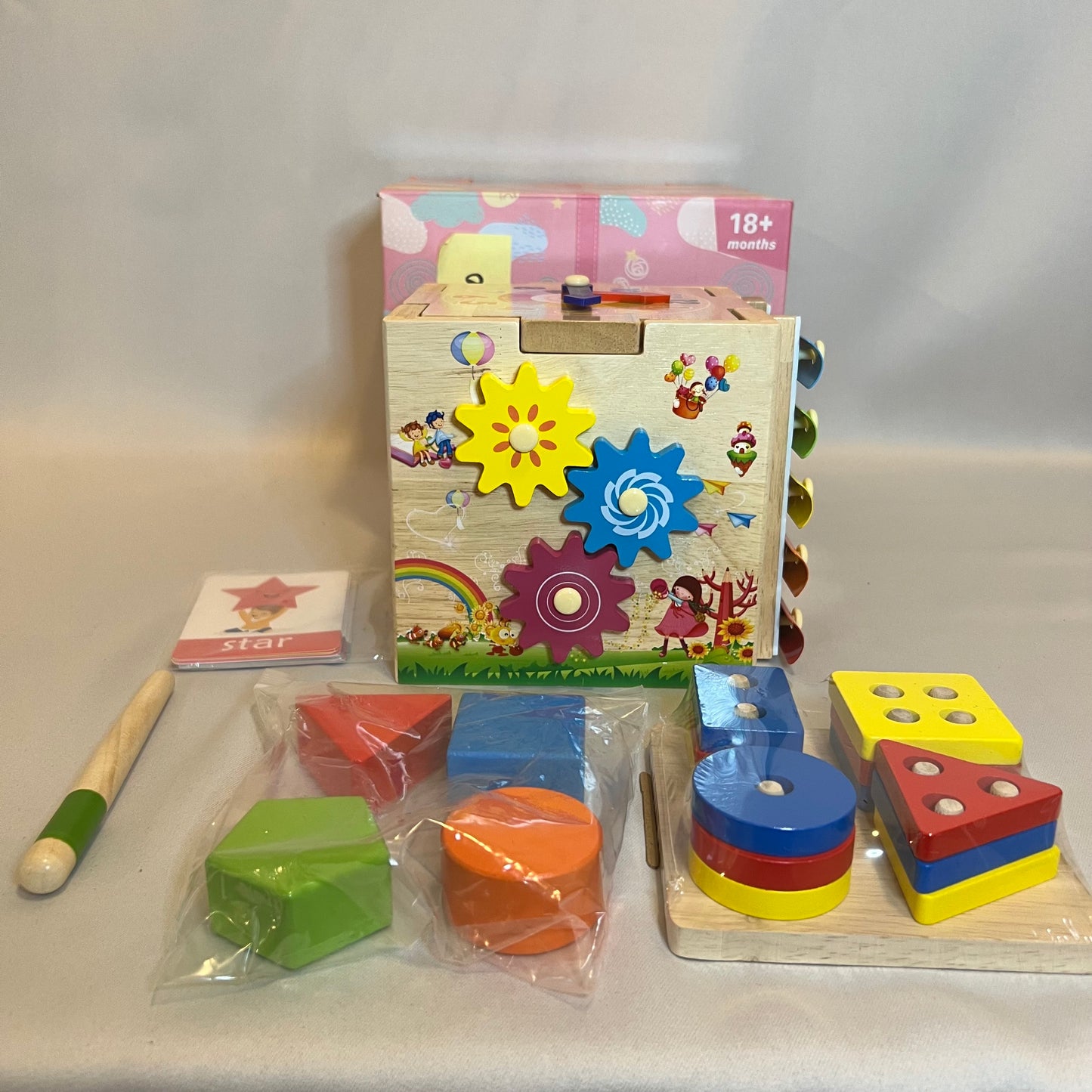 Wooden Activity Cube for Kids